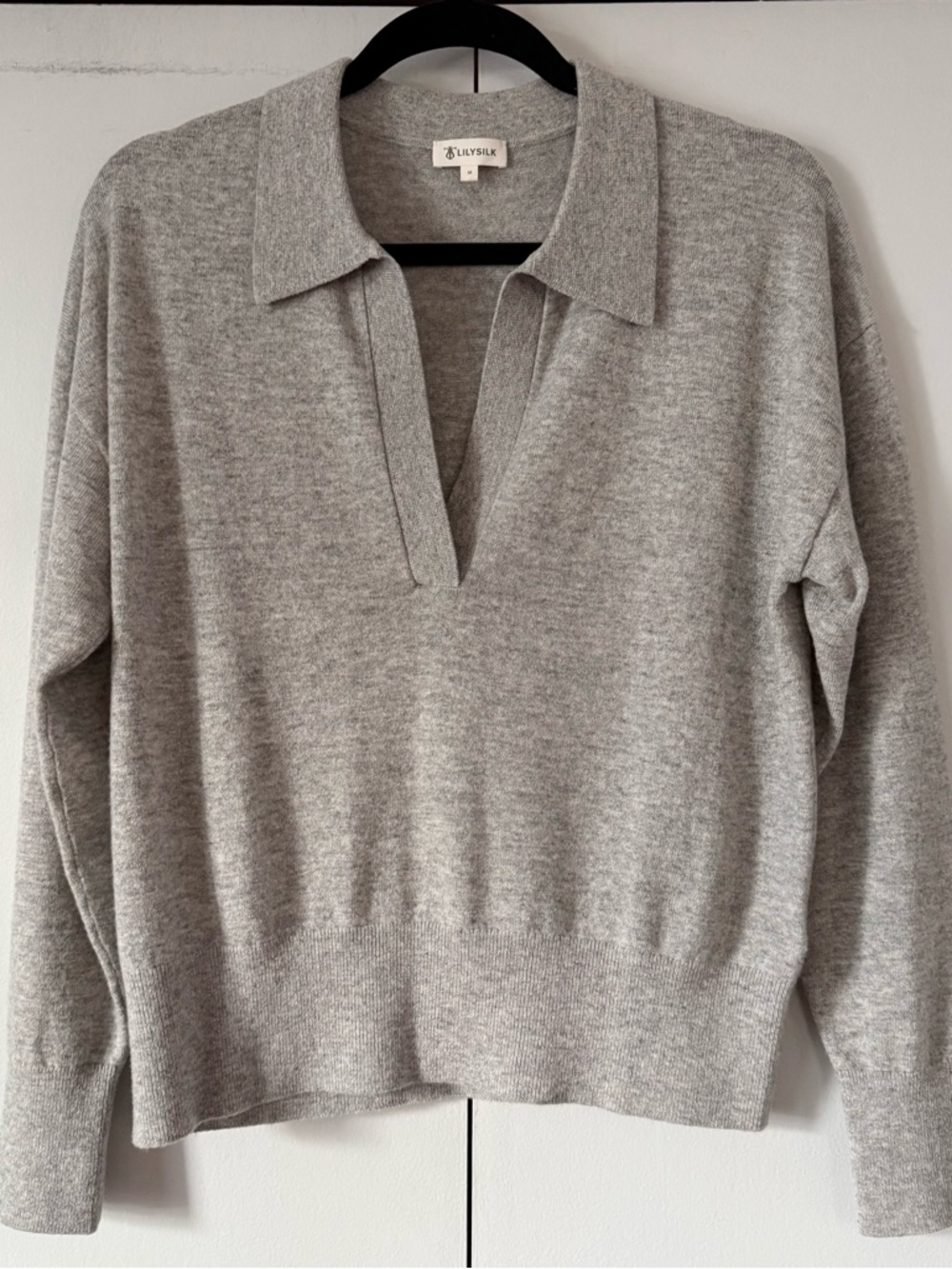 Lilysilk 100% cashmere collared sweater M